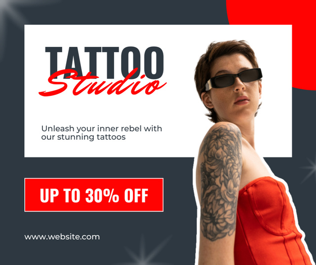 Ontwerpsjabloon van Facebook van Beautiful Tattoos In Studio With Discount