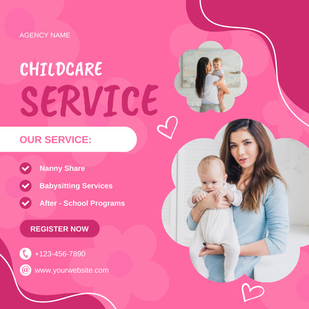 Platilla de diseño Childcare Services Offer on Pink Instagram AD