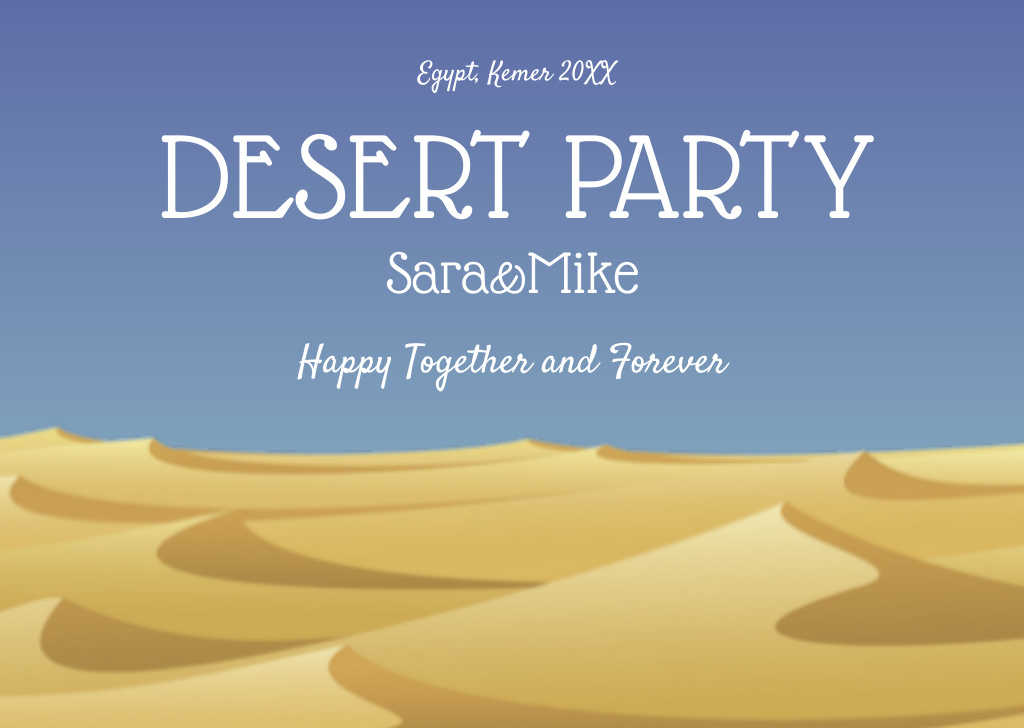 Desert Illustration with Sandy Mounds Postcard Design Template