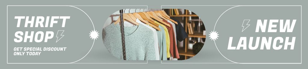 Modèle de visuel Thrift Shop Launching In Gray - Ebay Store Billboard
