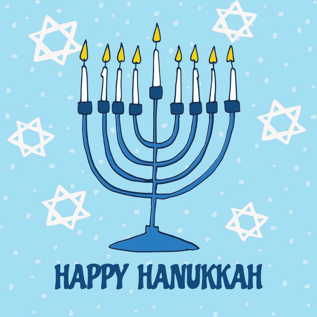Happy Hanukkah Greeting with Stars of David pattern Instagram Πρότυπο σχεδίασης