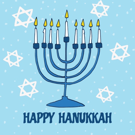 Happy Hanukkah Greeting with Stars of David pattern Instagram Design Template