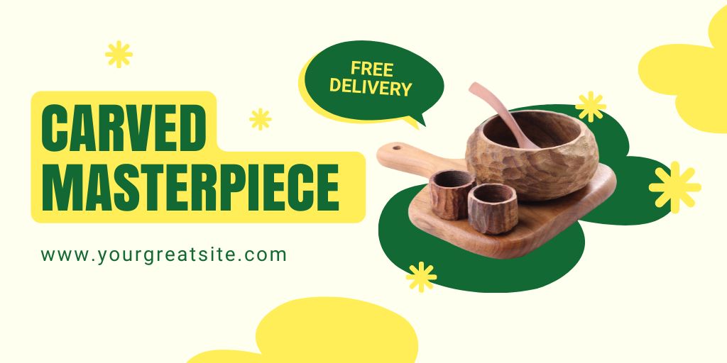 Carved Kitchenware Masterpiece With Free Delivery Twitter Design Template