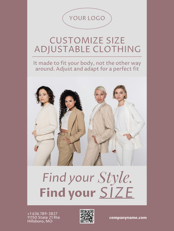 Modèle de visuel Offre de Vêtements Personnaliser Taille Réglable - Poster US