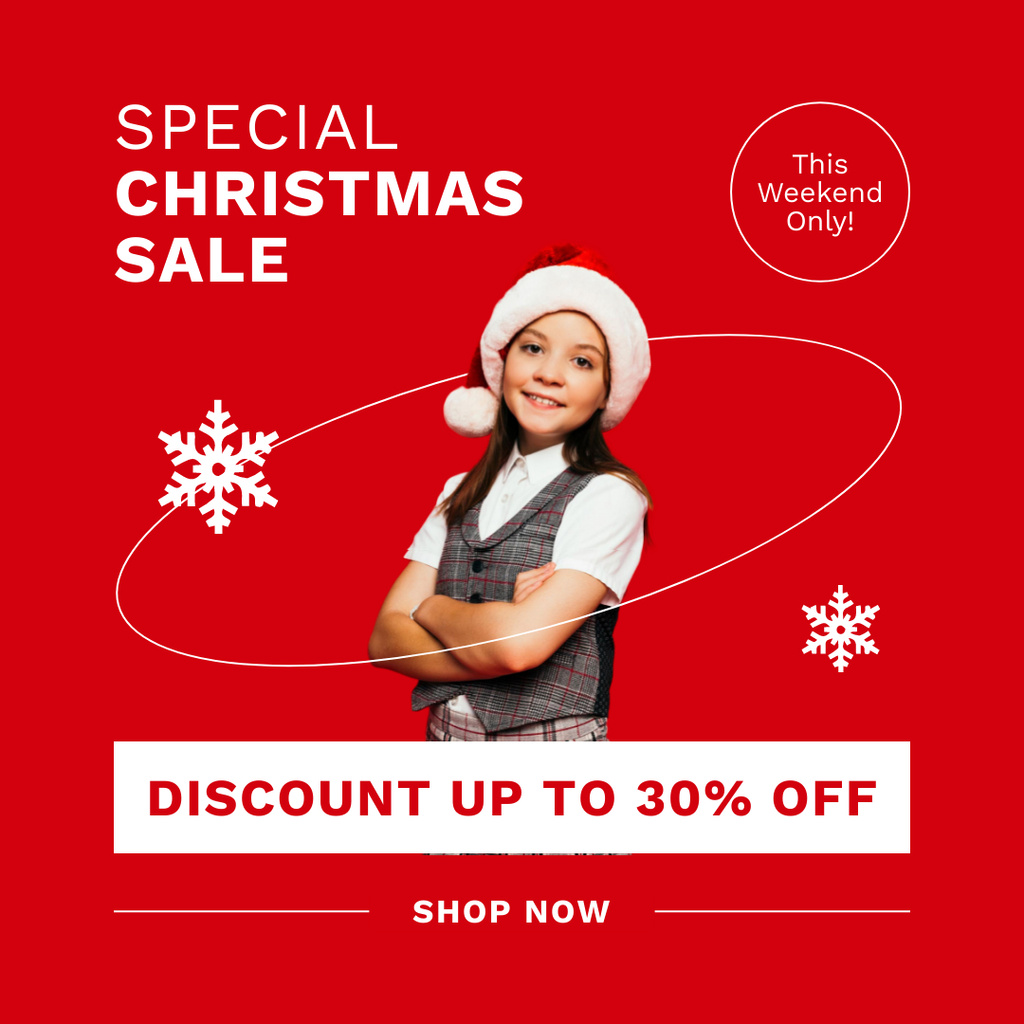 Woman for Special Christmas Sale Red Instagram ADデザインテンプレート