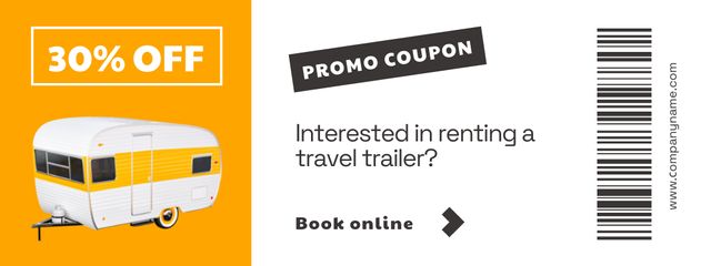 Travel Trailer Rental Offer with Discount Coupon Modelo de Design
