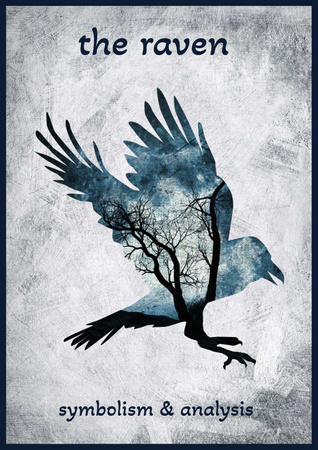The Raven with Bird's Silhouette Poster Design Template