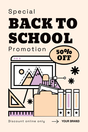 Special Online Discount on School Supplies Tumblr Modelo de Design