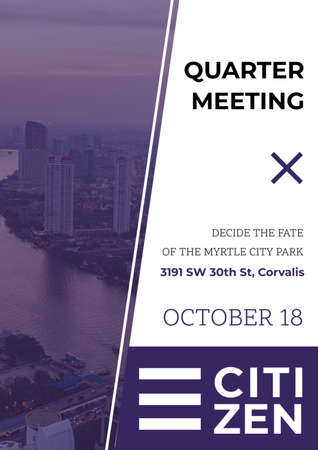 Quarter Meeting Announcement City View Flyer A4 Modelo de Design