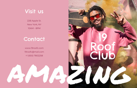 Exceptional Bar Promotion In Pink with Smiling Young Guy Brochure 11x17in Bi-fold tervezősablon