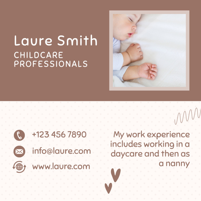 Template di design Child Care Services Ad with Sleeping Baby Square 65x65mm