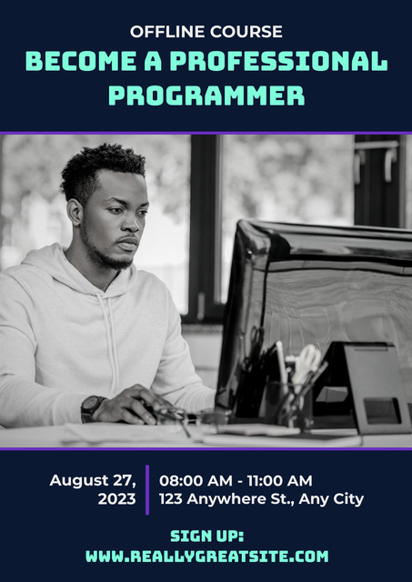 Offline Programming Course Announcement Poster – шаблон для дизайна