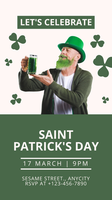 St. Patrick's Day Party with Bearded Man Instagram Story Πρότυπο σχεδίασης