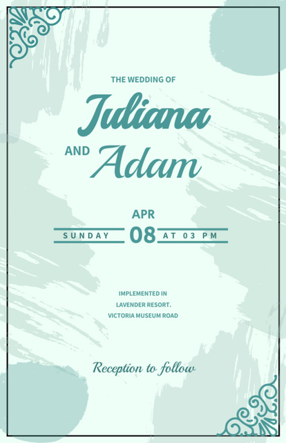 Abstract Green Wedding Announcement With Blots Invitation 5.5x8.5in tervezősablon