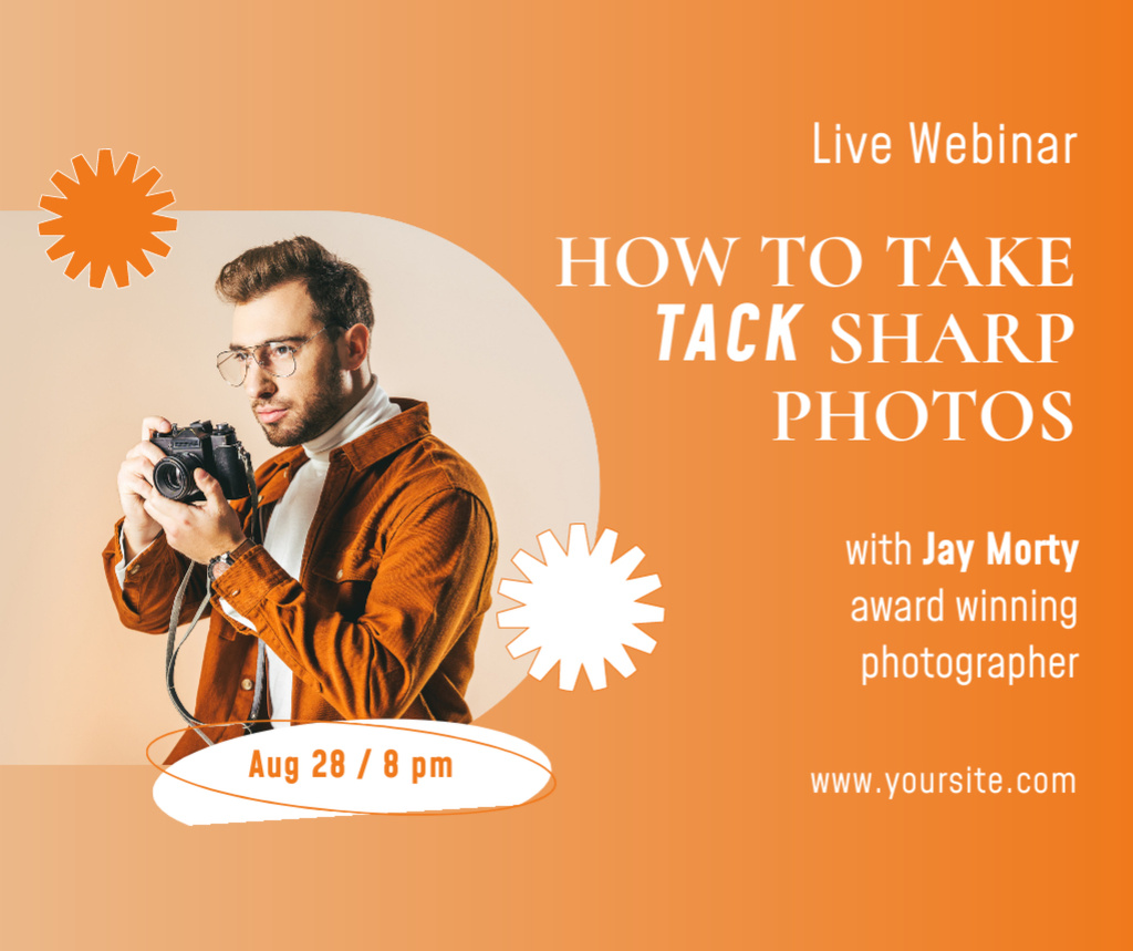 Photography Webinar on Orange Background Facebookデザインテンプレート