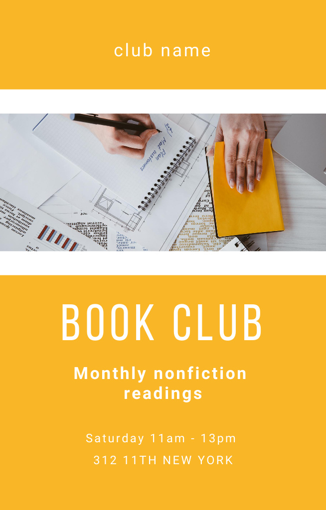 Monthly Nonfiction Readings in Book Club Invitation 4.6x7.2inデザインテンプレート