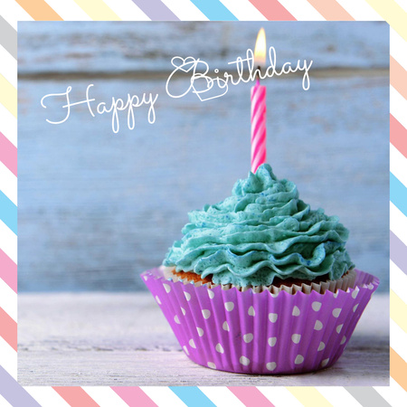 Designvorlage Birthday Greeting card with Sweet Cake für Instagram