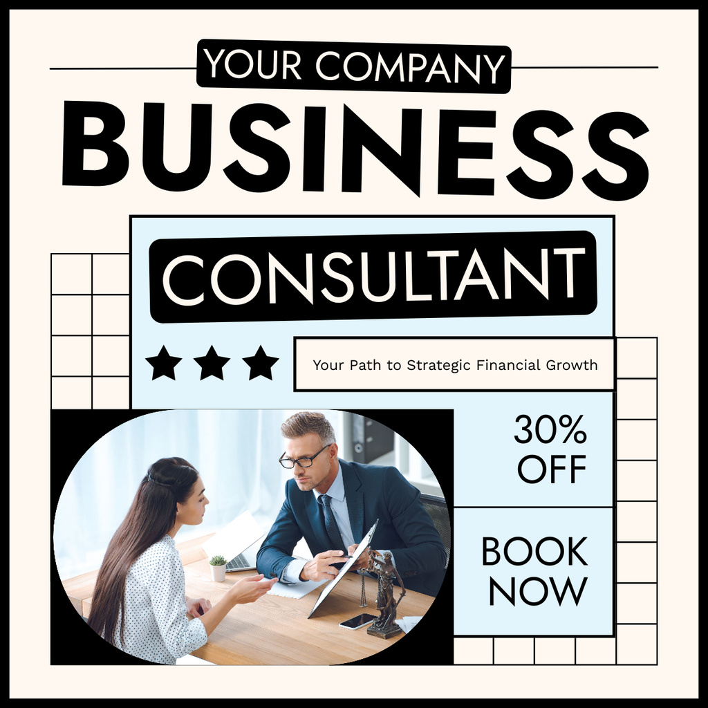 Services of Business Consultant with Offer of Discount LinkedIn post Tasarım Şablonu