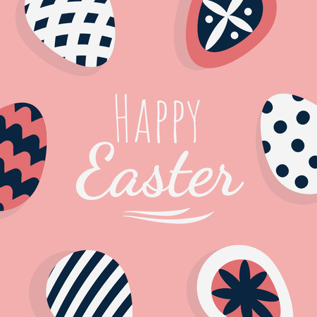 Cute Easter Holiday Greeting Instagram Design Template