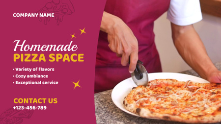 Platilla de diseño Homemade Pizza Cutting Into Slices Offer Full HD video