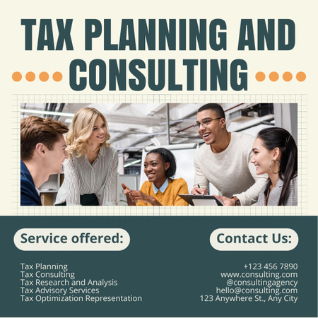 Business Consulting Services and Tax Planning LinkedIn post tervezősablon