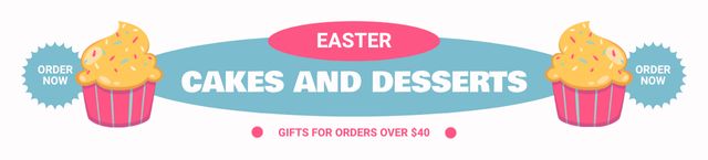 Easter Cakes and Desserts Ad with Illustration of Cupcakes Ebay Store Billboard Šablona návrhu