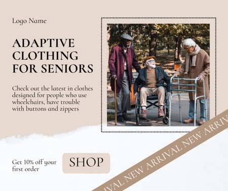 Platilla de diseño Offer of Adaptive Clothing for Seniors Facebook