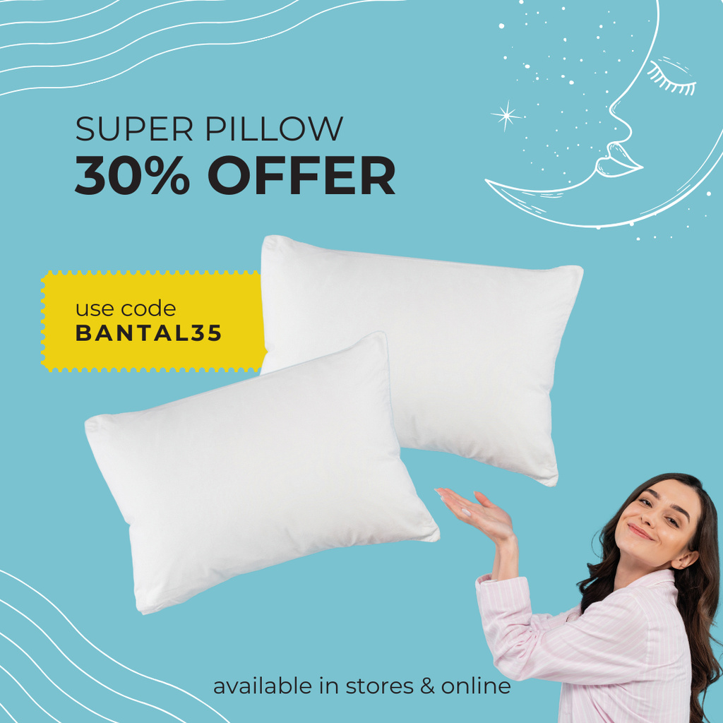 Discount Offer on Pillows Sale Instagram AD Design Template
