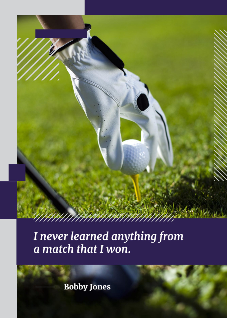 Designvorlage Inspiration Quote with Player Holding Golf Ball für Flayer