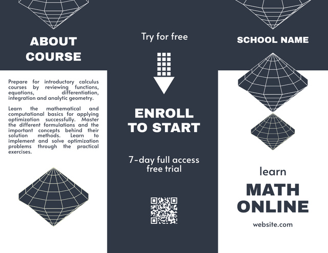 Online Courses in Math with Geometric Shapes Brochure 8.5x11in Modelo de Design
