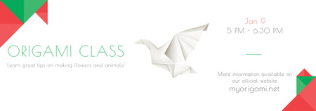 Designvorlage Origami-Technik-Kursangebot mit Red Bird für Tumblr