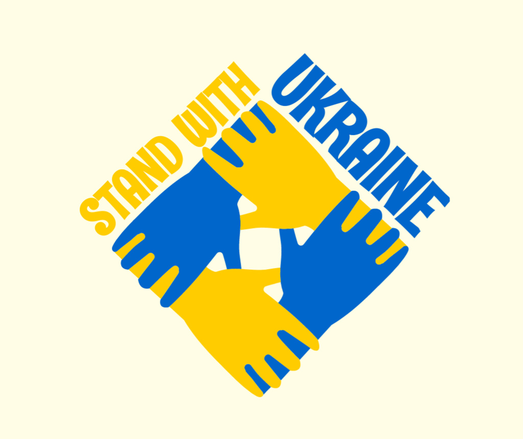 Hands colored in Ukrainian Flag Colors Facebook Tasarım Şablonu