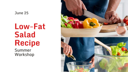 Cooking Blog Ad Chef Cutting Vegetables FB event cover Design Template