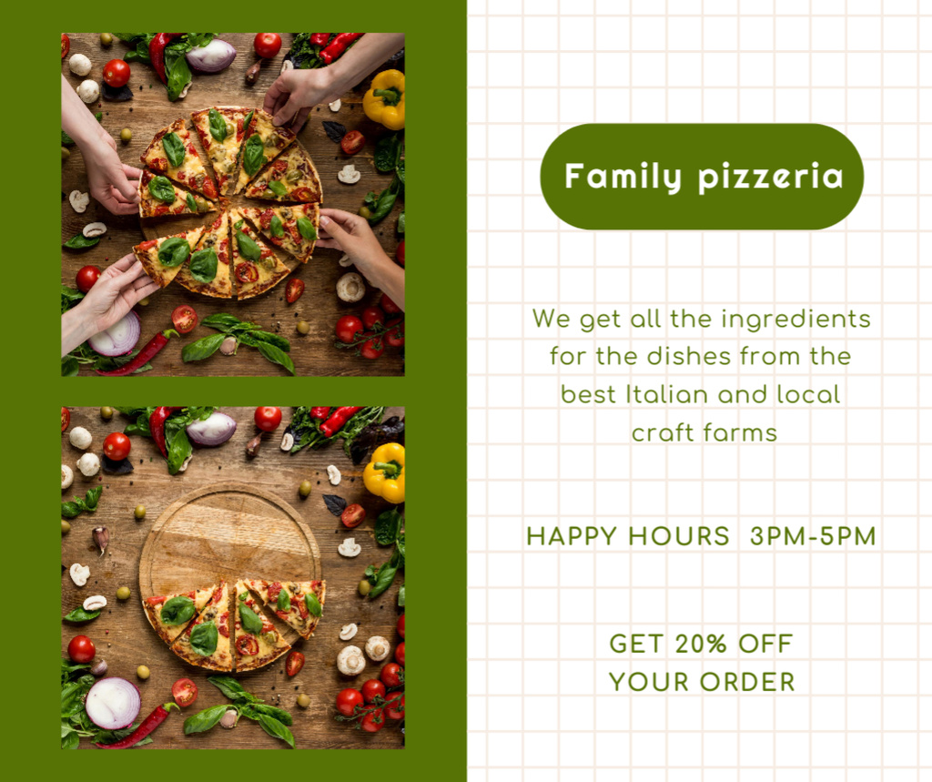 Family Pizzeria Offer with Vegetables Facebook Design Template