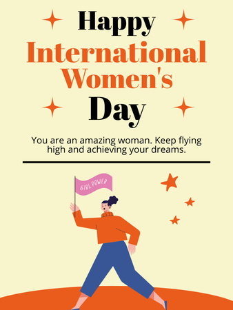 Kansainvälisen naistenpäivän tervehdys kauniilla lauseilla Poster US Design Template