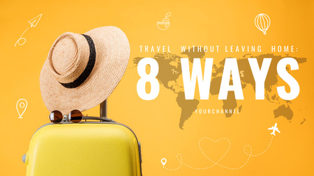Designvorlage Travel Tips with Yellow Suitcases für Youtube Thumbnail