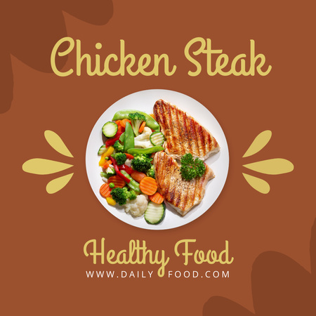 Healthy Chicken Steak Special Offer Instagram Design Template