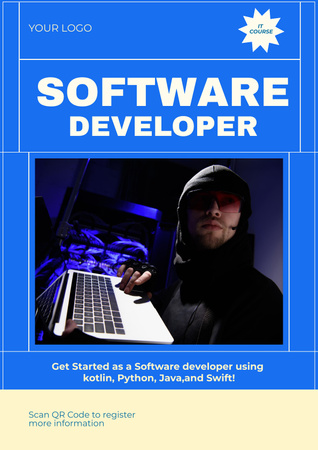 Plantilla de diseño de Anuncio de vacante de desarrollador de software Poster 