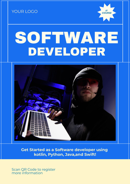 Designvorlage Software Developer Vacancy Ad für Poster