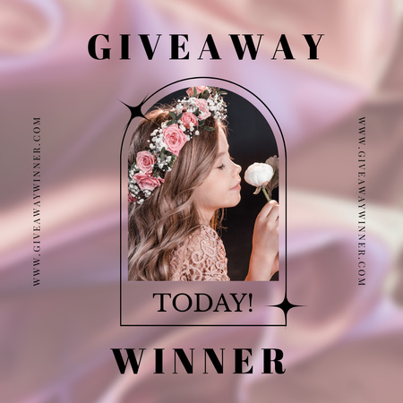 Giveaway Winner Announcement with Little Girl Instagram Design Template