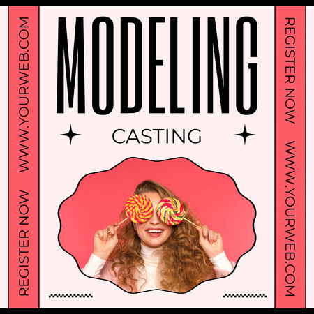 Model Casting with Woman with Lollipops Instagram Design Template