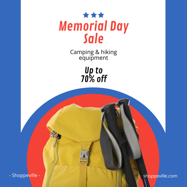 Designvorlage Memorial Day Hiking Equipment Sale für Instagram