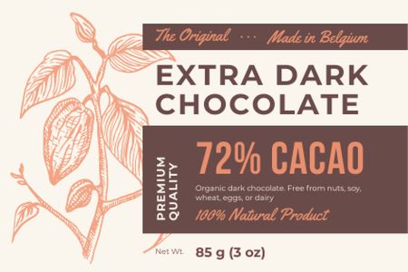 Dark Chocolate packaging with Cocoa beans Label Design Template