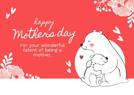 Plantilla de diseño de Lindos osos abrazándose en el día de la madre Card 
