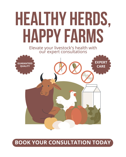 Herds Health Care Services for Farms Instagram Post Vertical Πρότυπο σχεδίασης