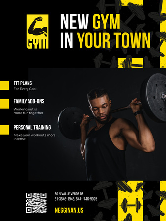 Sokoldalú edzések az edzőteremben a városban Poster US tervezősablon