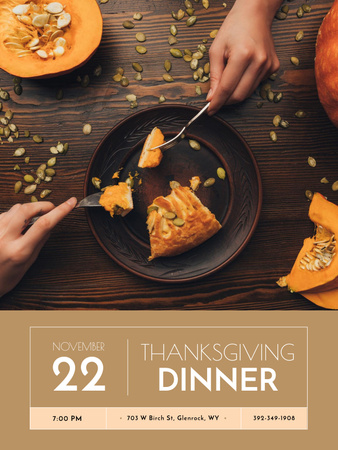 Thanksgiving Dinner Announcement with Dry Autumn Leaves Poster US Πρότυπο σχεδίασης
