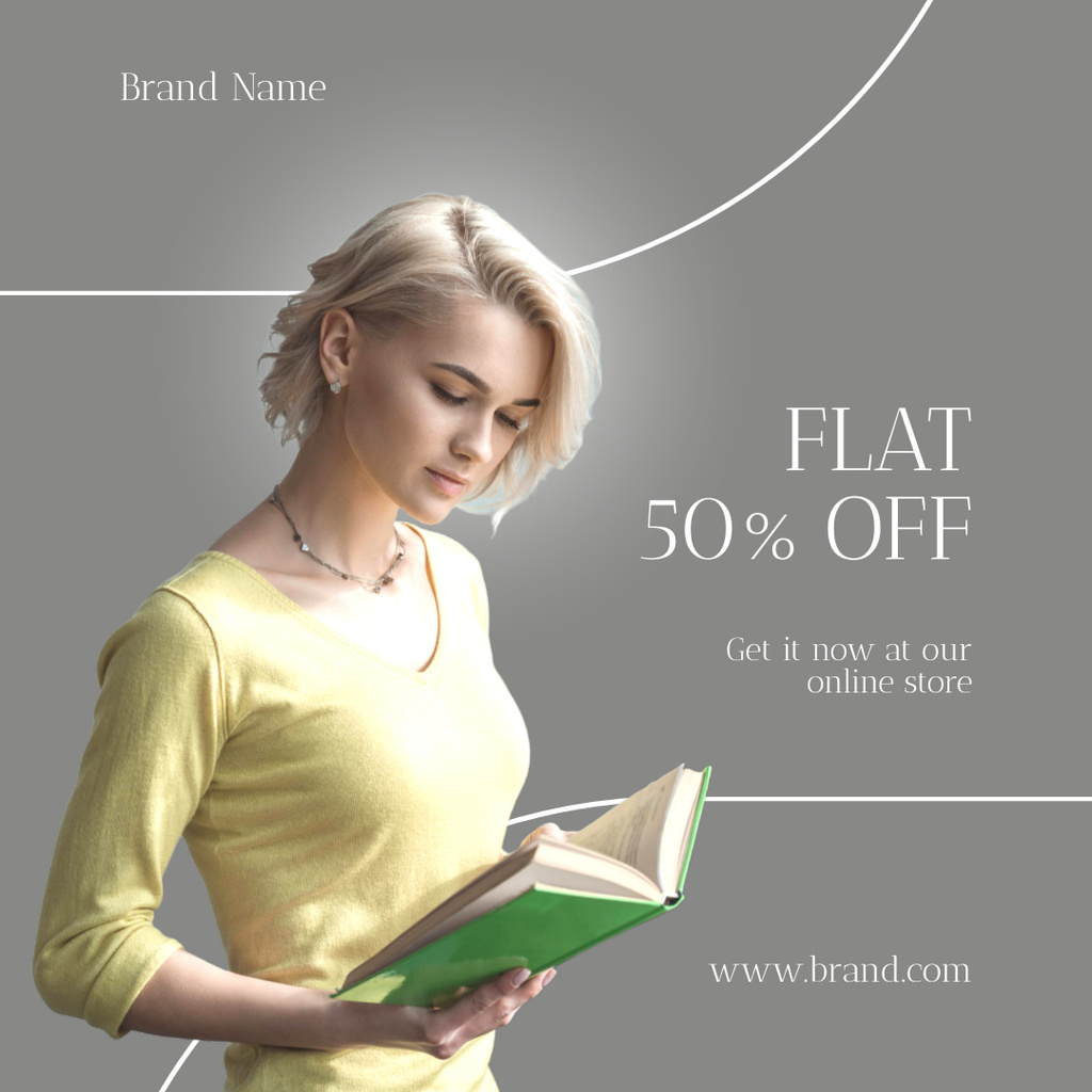 Advertising With Girl Reading A Book Instagram tervezősablon