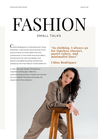 Fashion Talk with Woman in stylish suit Newsletter Design Template
