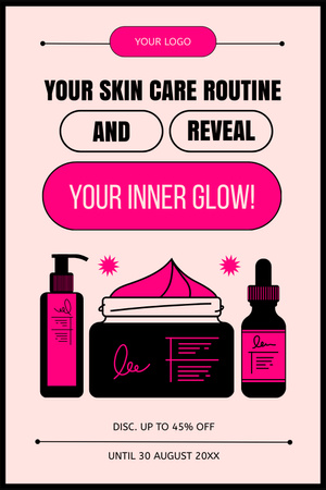 Ontwerpsjabloon van Pinterest van Cosmetische producten voor dagelijkse huidgloed